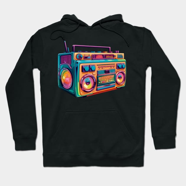 Boombox retro 90's 80's vintage Style Hoodie by Velvet Love Design 